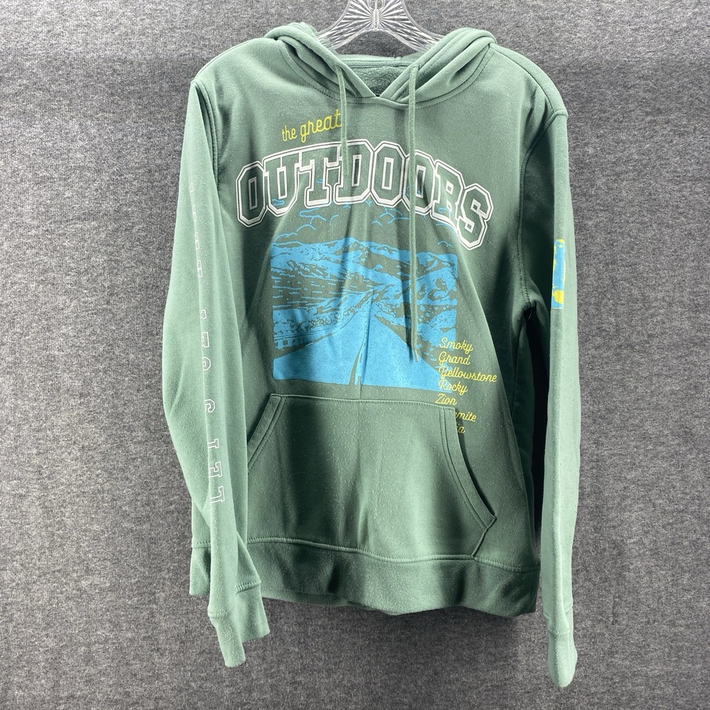 Trademark Cloth Mfg Co Hoodie Mens Medium Green The Great Outdoors Graphic
